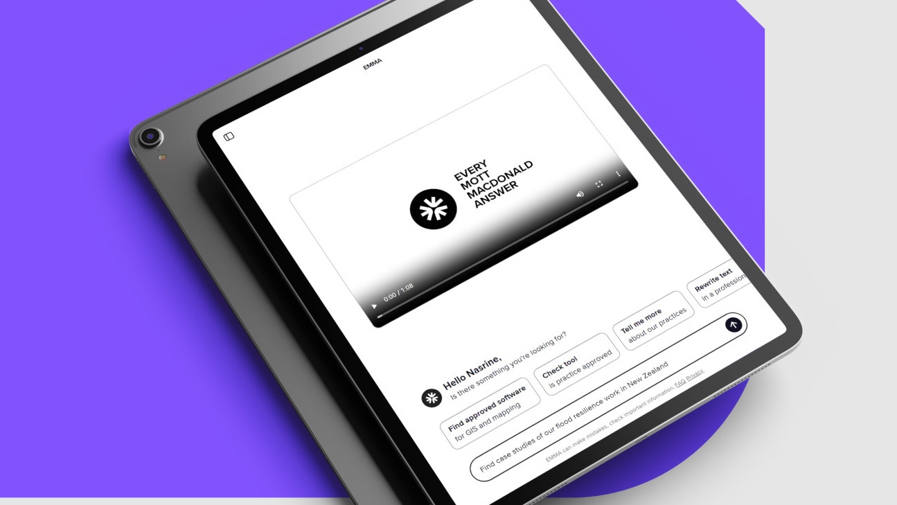 Image of EMMA - in the internal AI copilot at Mott MacDonald