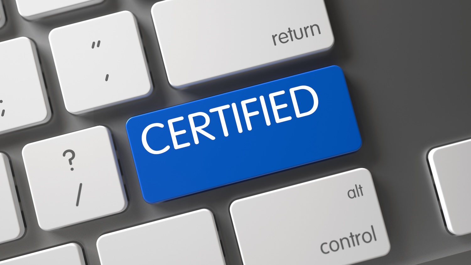 Image of 'certified' on a keyboard for nima chartership story. Image: 78196571 | Accredited © Tashatuvango | Dreamstime.com