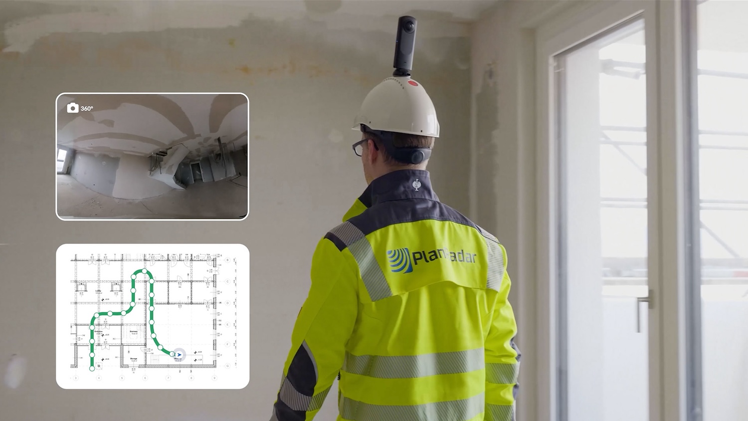 Product Innovation of the Year 2026 SiteView allows operators to attach a 360° camera to a helmet while walking around a site. Image: PlanRadar.