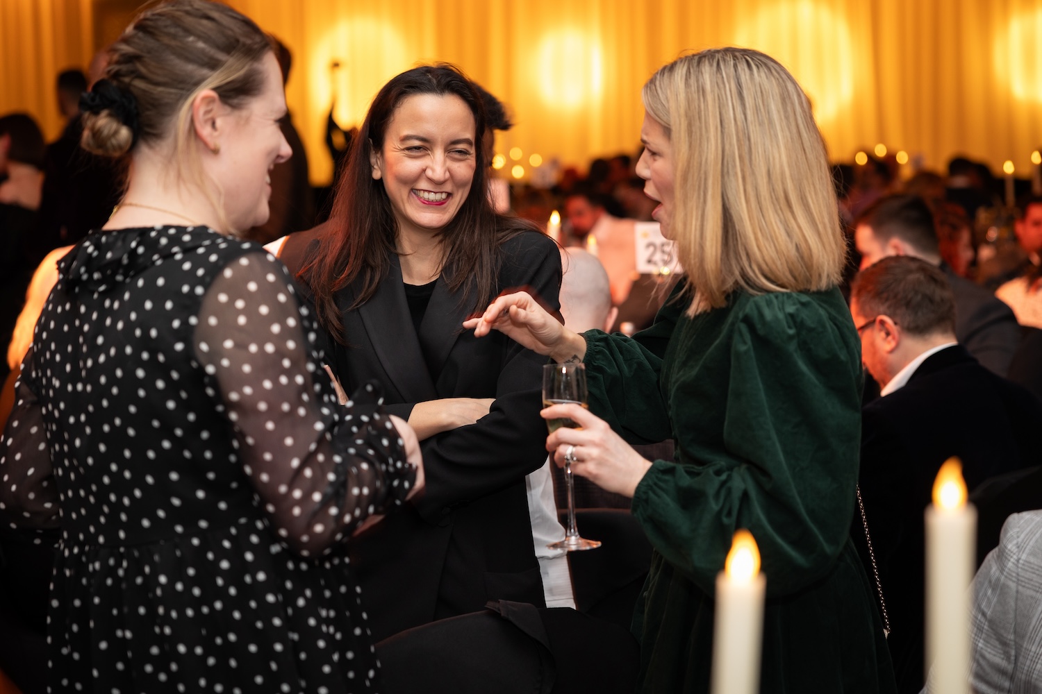 Dr Melanie Robinson, Francesca Lofiego and Vicki Reynolds catch up before dinner. Image: © 2026 - ASV Photography Ltd. www.ASVphotos.com