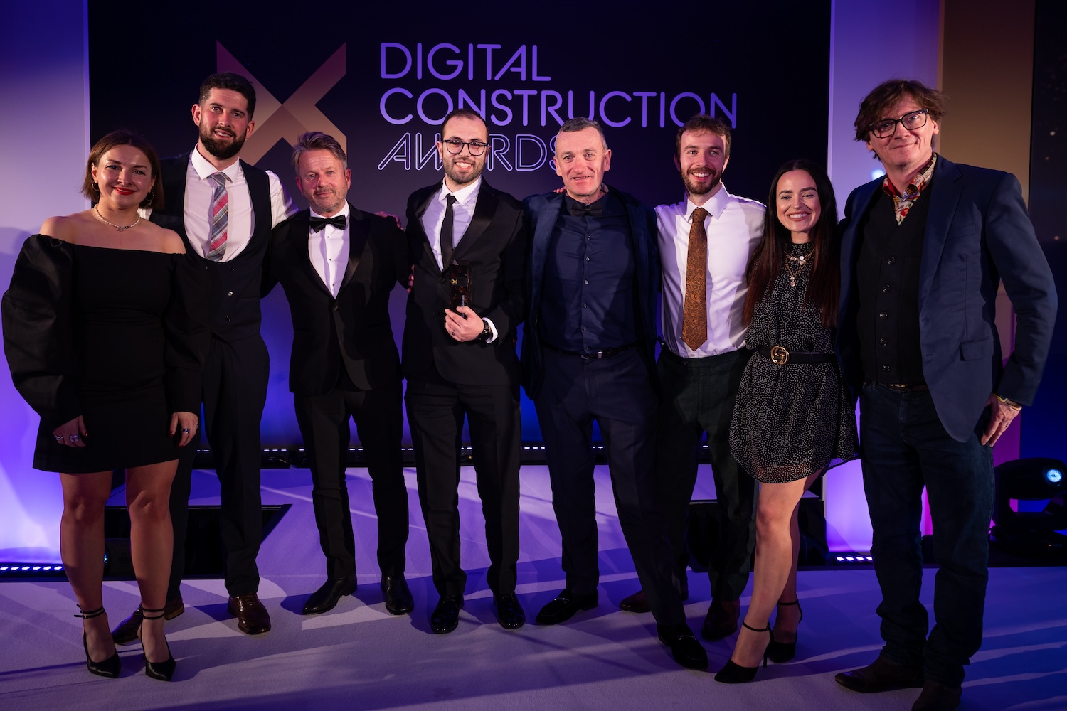 The BYLOR JV team collect their trophy from Ed Byrne (far right), Sasha Harden from Sage (second right) and Karolina Orecchini of Digital Construction Week (far left). Image: © 2026 - ASV Photography Ltd. www.ASVphotos.com