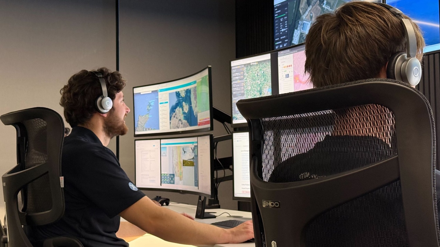 Drone operators in the Remote Operation Centre in Spain. Image: Hochtief/Skyports Drone Services.