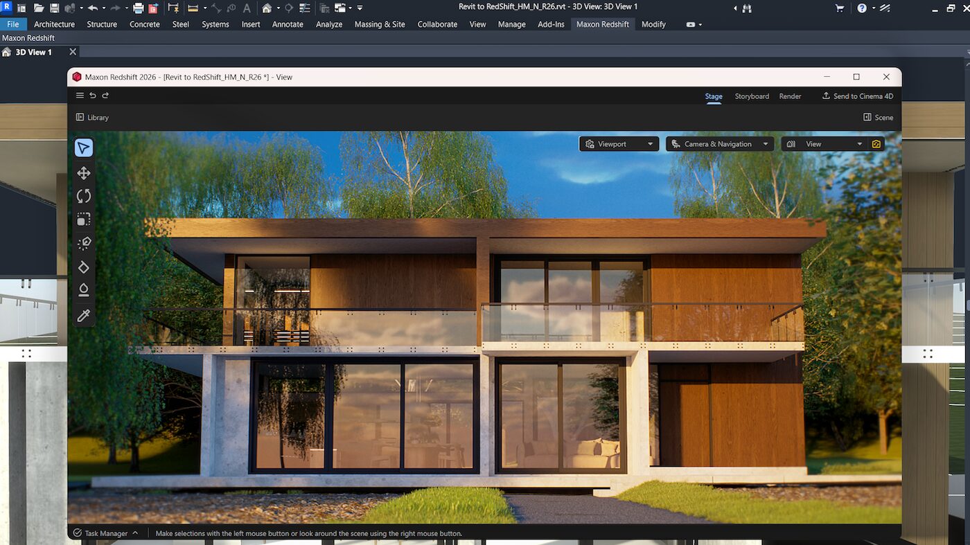 Maxon Redshift is fully available for Revit. Image: Maxon